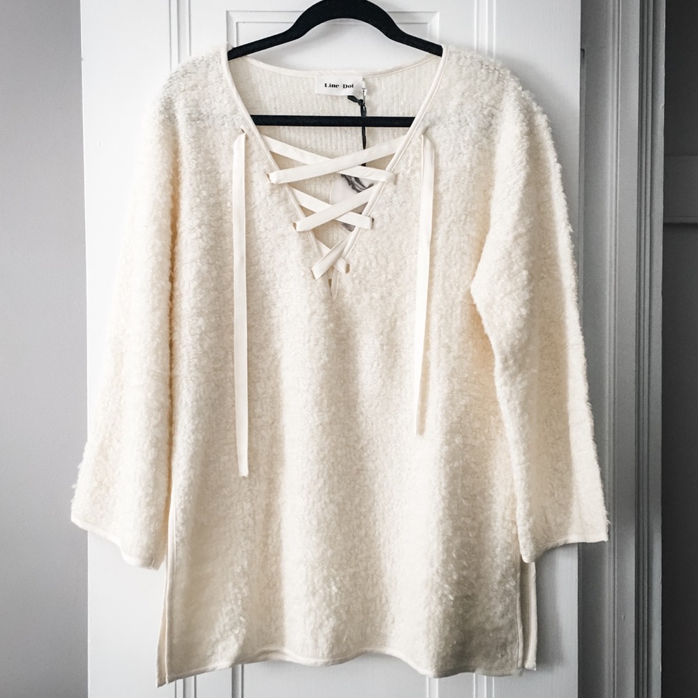 NWT Revolve Line & Dot Larch Lace Up Top in Cream